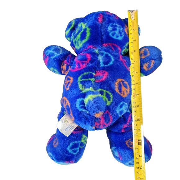 Build A Bear BABW Blue Teddy Bear Peace Sign 14" Stuffed Plush BABW - Picture 13 of 13